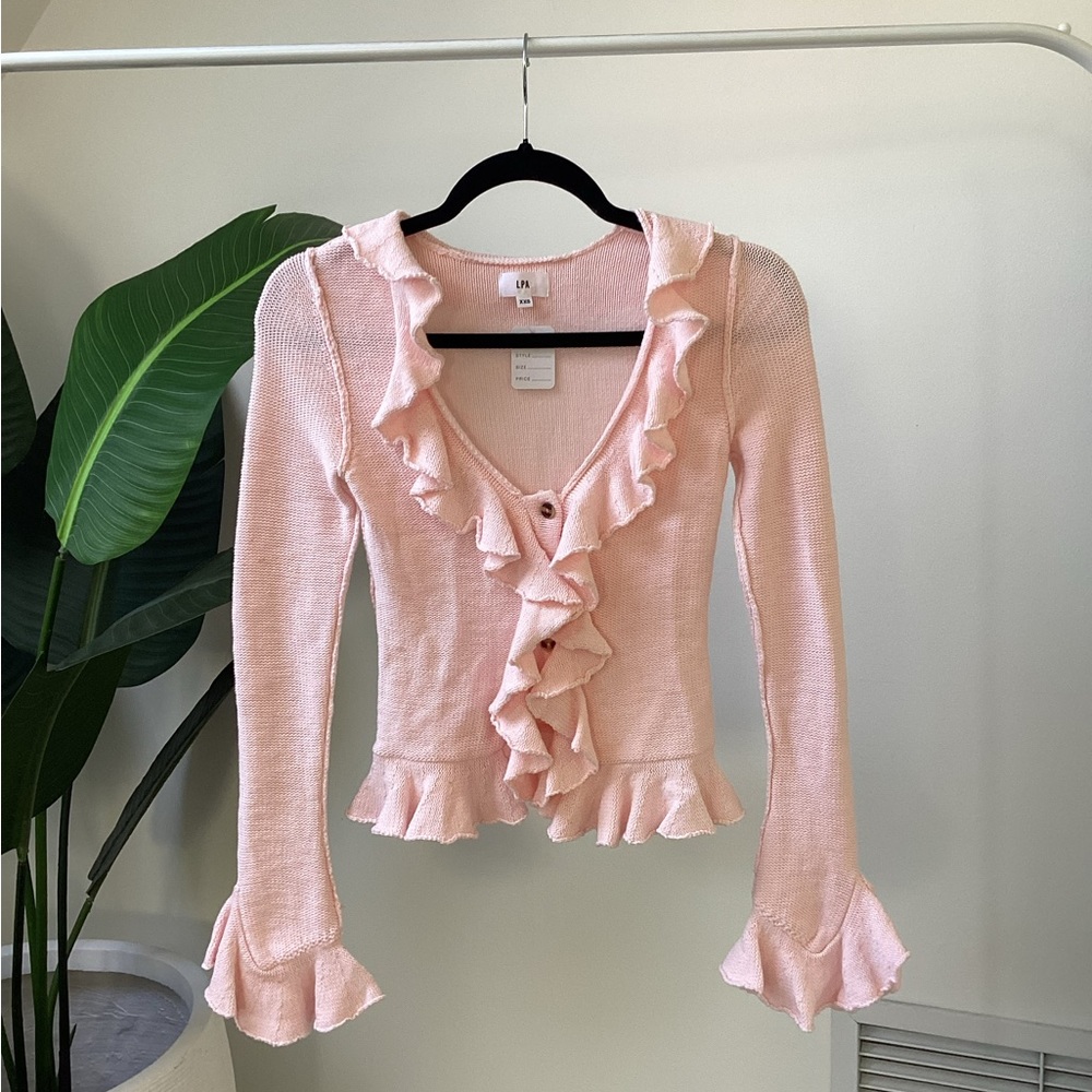 LPA pink ruffled long sleeve top